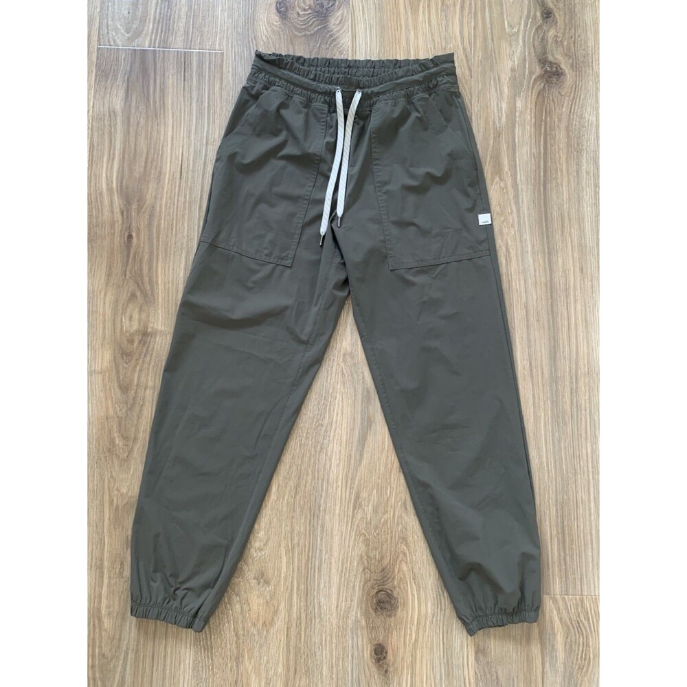 Vuori Miles Pants Womens Small Green Olive Elastic Waist Joggers VW481 Stretch